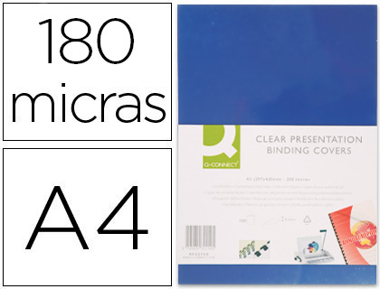 CJ100 tapas de encuadernación Q-Connect PVC Din A-4 opaco azul 180 micras